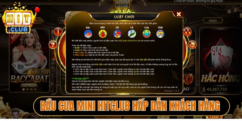 Bầu cua mini Hitclub hấp dẫn khách hàng