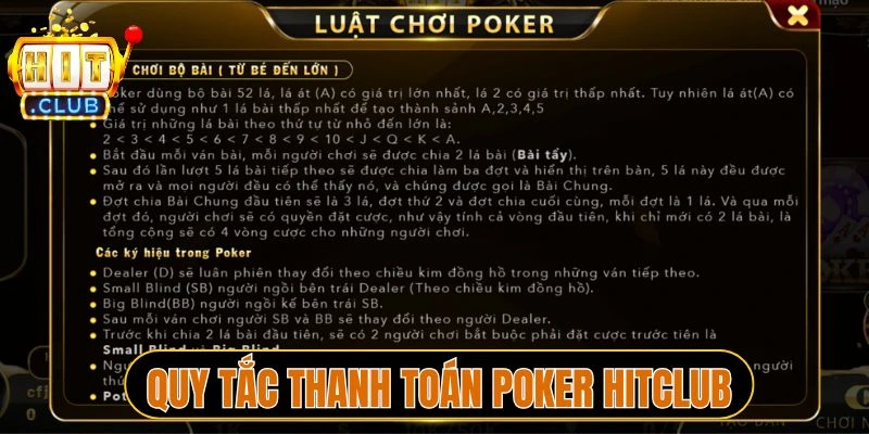Quy tắc thanh toán Poker Hitclub